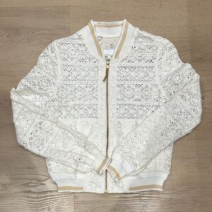 Hei Hei Cream Lace Bomber Jacket Small